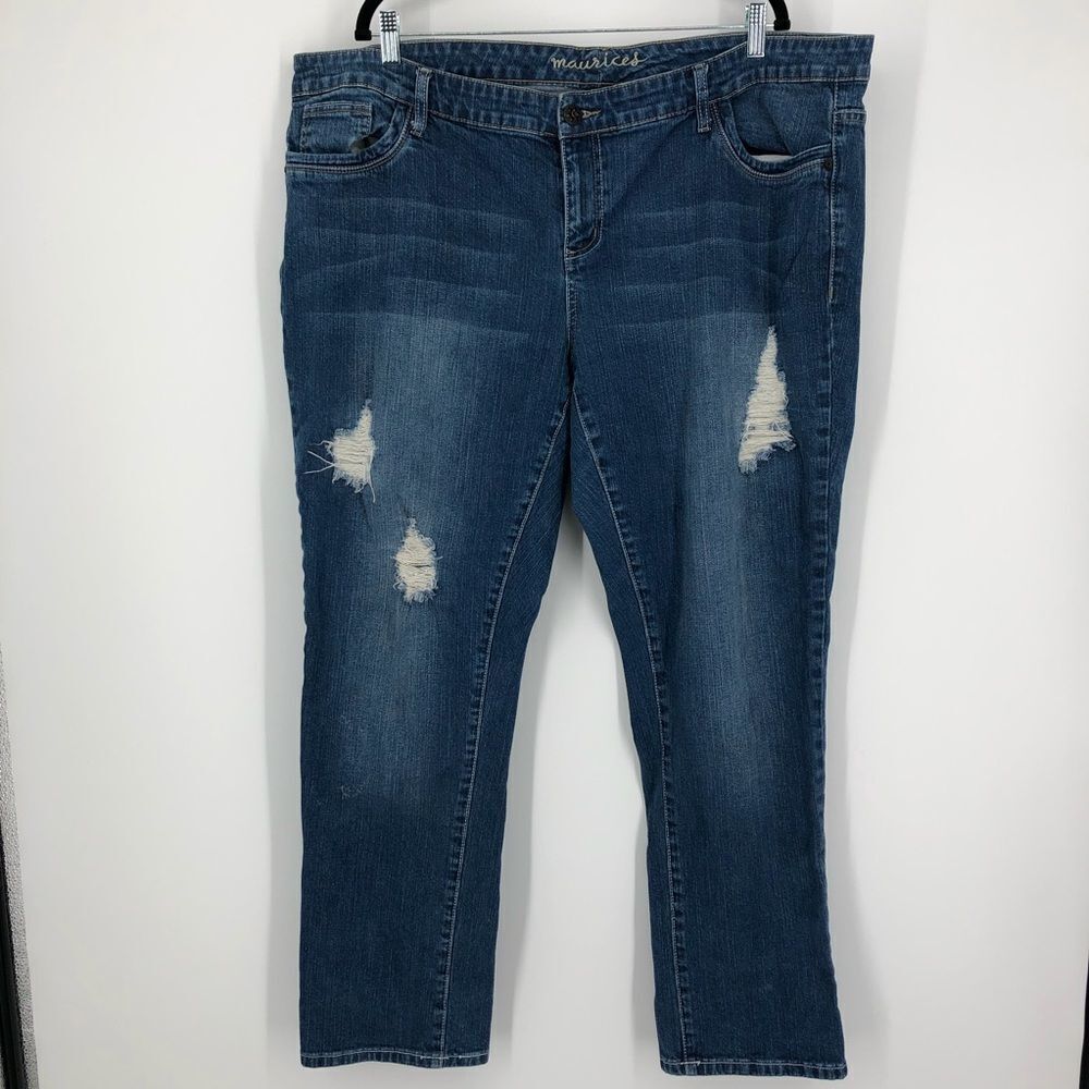 MAURICES Distressed Medium Wash‎ Straight Leg Jeans
